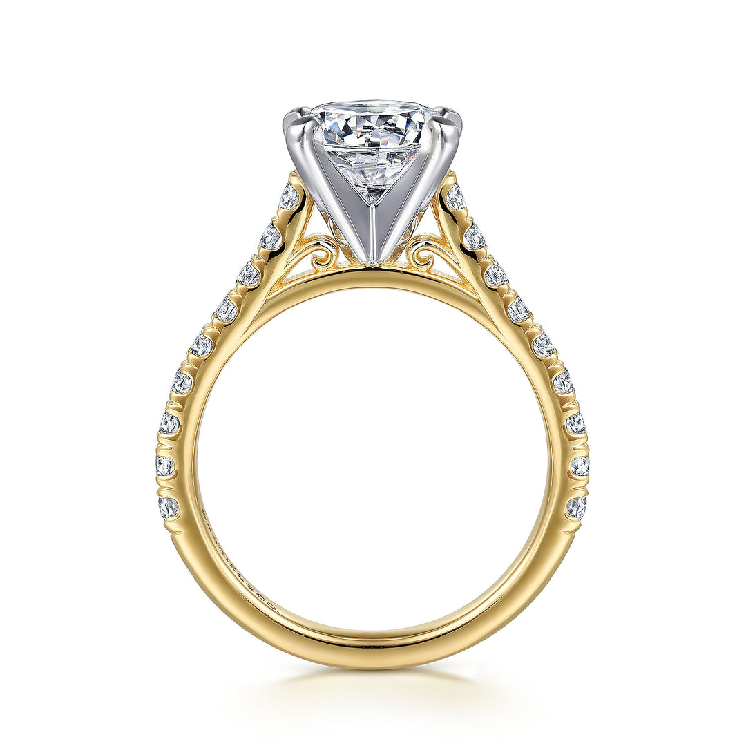 Gabriel & Co. ER7225R8M44JJ 14K White Yellow Gold Round Diamond Engagement Ring