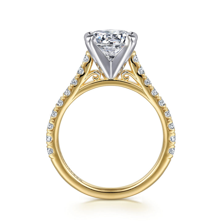 Gabriel & Co. ER7225R8M44JJ 14K White Yellow Gold Round Diamond Engagement Ring