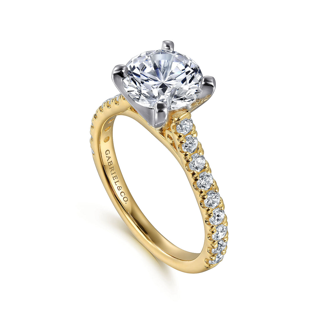 Gabriel & Co. ER7225R8M44JJ 14K White Yellow Gold Round Diamond Engagement Ring