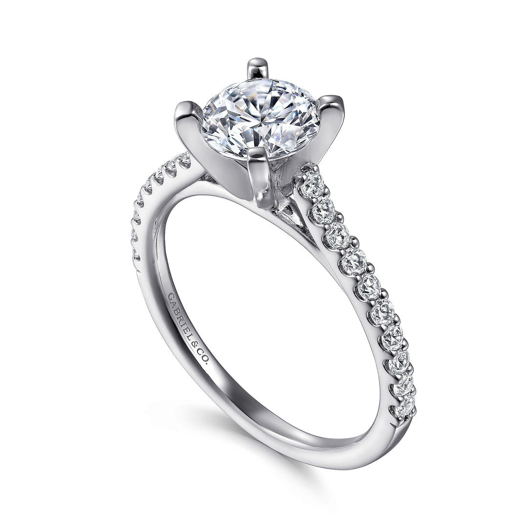 Gabriel & Co. ER7227W44JJ 14K White Gold Round Diamond Engagement Ring