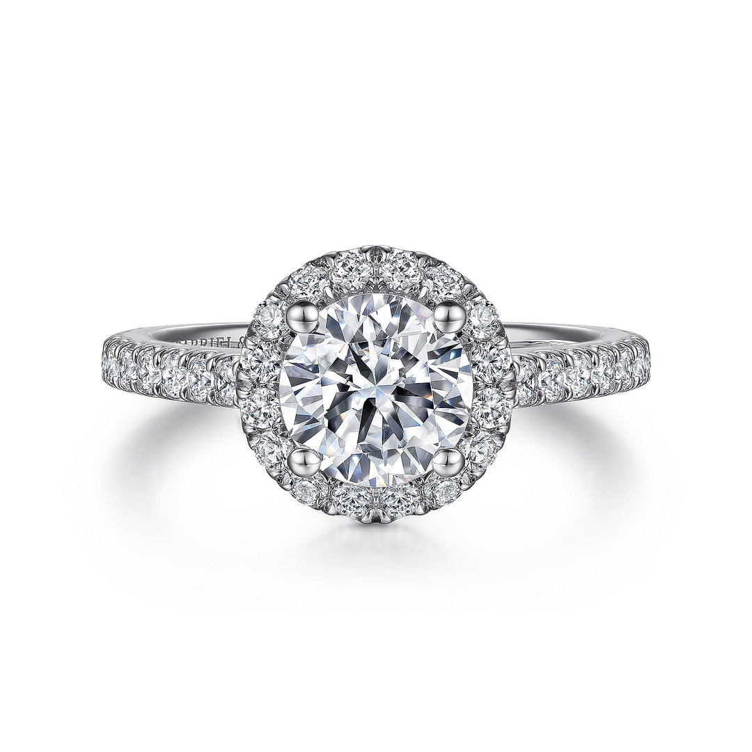 Gabriel & Co. ER7259W44JJ 14K White Gold Round Halo Diamond Engagement Ring