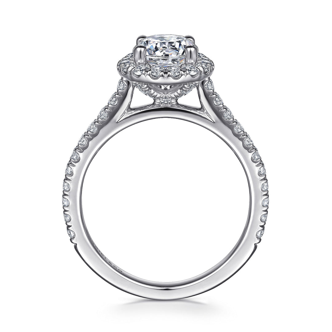 Gabriel & Co. ER7259W44JJ 14K White Gold Round Halo Diamond Engagement Ring
