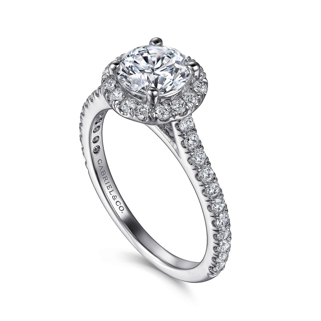 Gabriel & Co. ER7259W44JJ 14K White Gold Round Halo Diamond Engagement Ring
