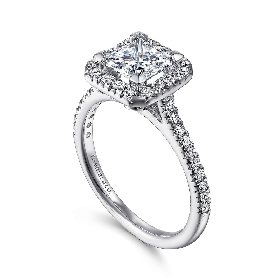 Gabriel & Co. ER7266W44JJ 14K White Gold Princess Halo Diamond Engagement Ring