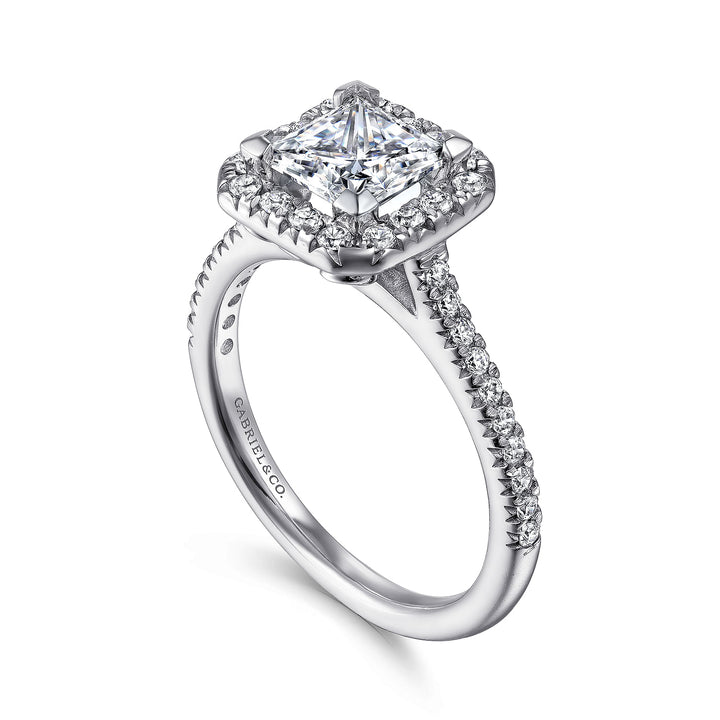 Gabriel & Co. ER7266W44JJ 14K White Gold Princess Halo Diamond Engagement Ring