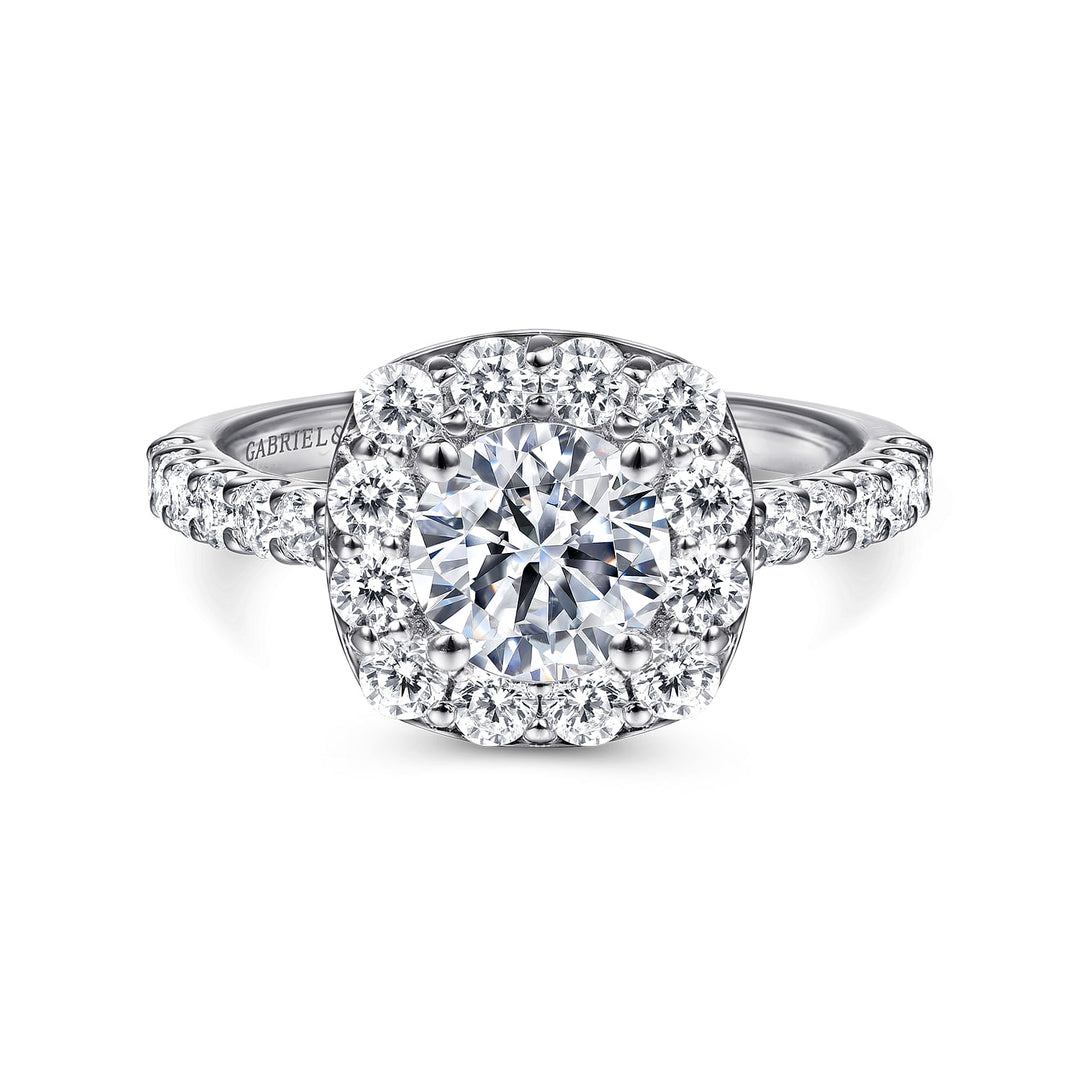 Gabriel & Co. ER7480W44JJ 14K White Gold Cushion Halo Round Diamond Engagement Ring