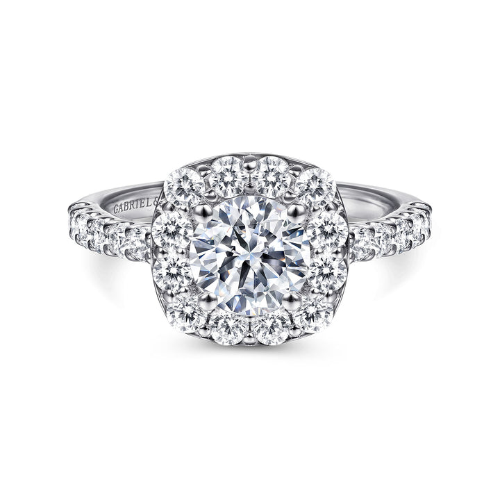 Gabriel & Co. ER7480W44JJ 14K White Gold Cushion Halo Round Diamond Engagement Ring