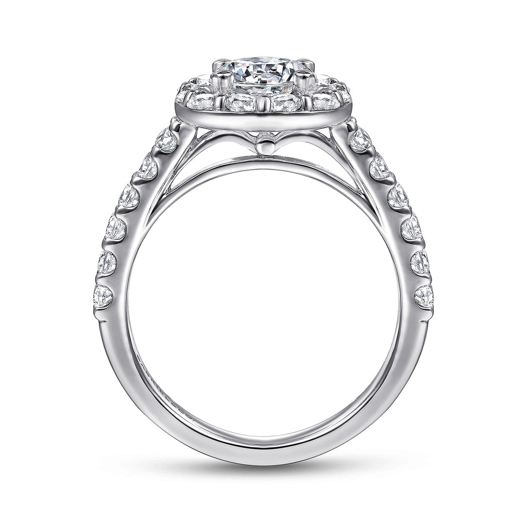 Gabriel & Co. ER7480W44JJ 14K White Gold Cushion Halo Round Diamond Engagement Ring