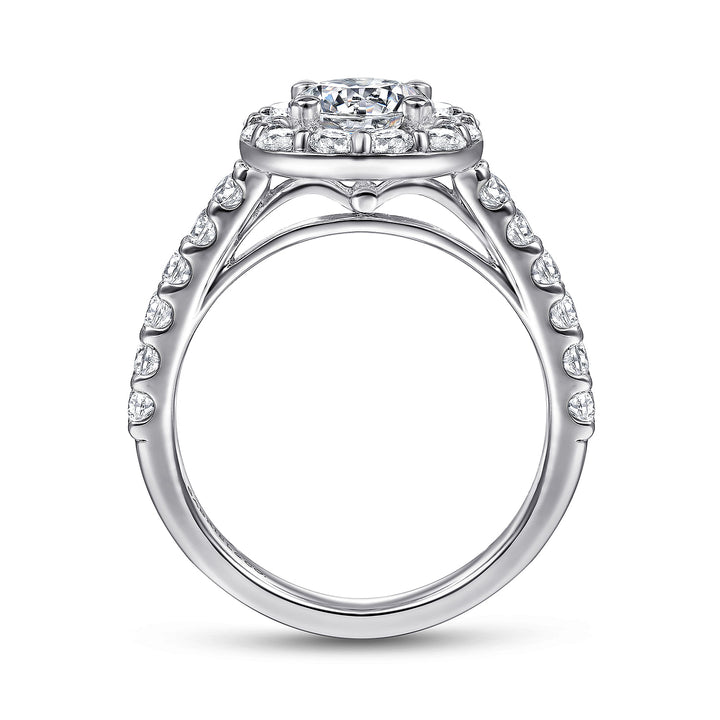 Gabriel & Co. ER7480W44JJ 14K White Gold Cushion Halo Round Diamond Engagement Ring