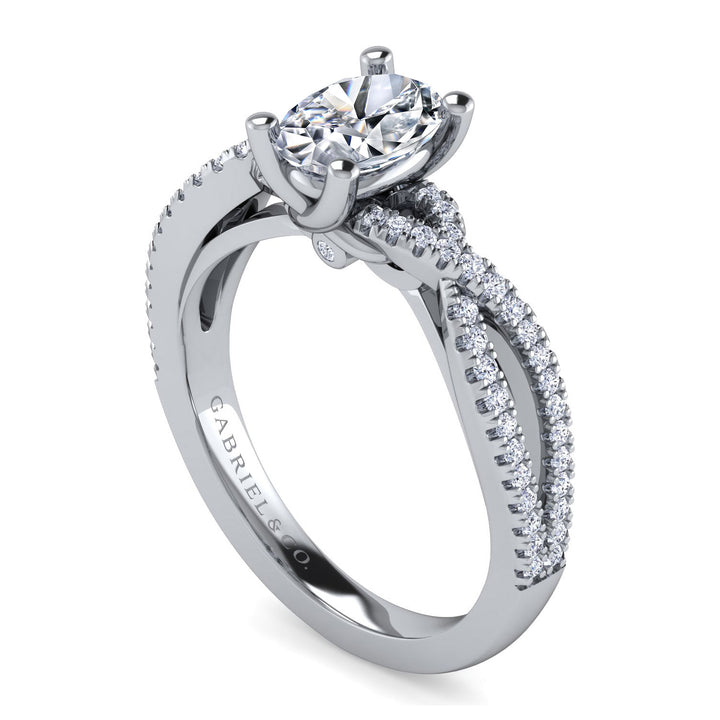 Gabriel & Co. ER7546O3W44JJ 14K White Gold Twisted Oval Diamond Engagement Ring