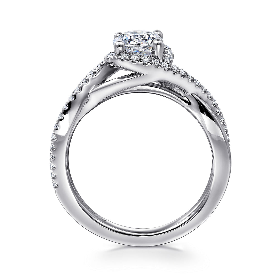 Gabriel & Co. ER7804R3W44JJ 14K White Gold Round Halo Diamond Engagement Ring