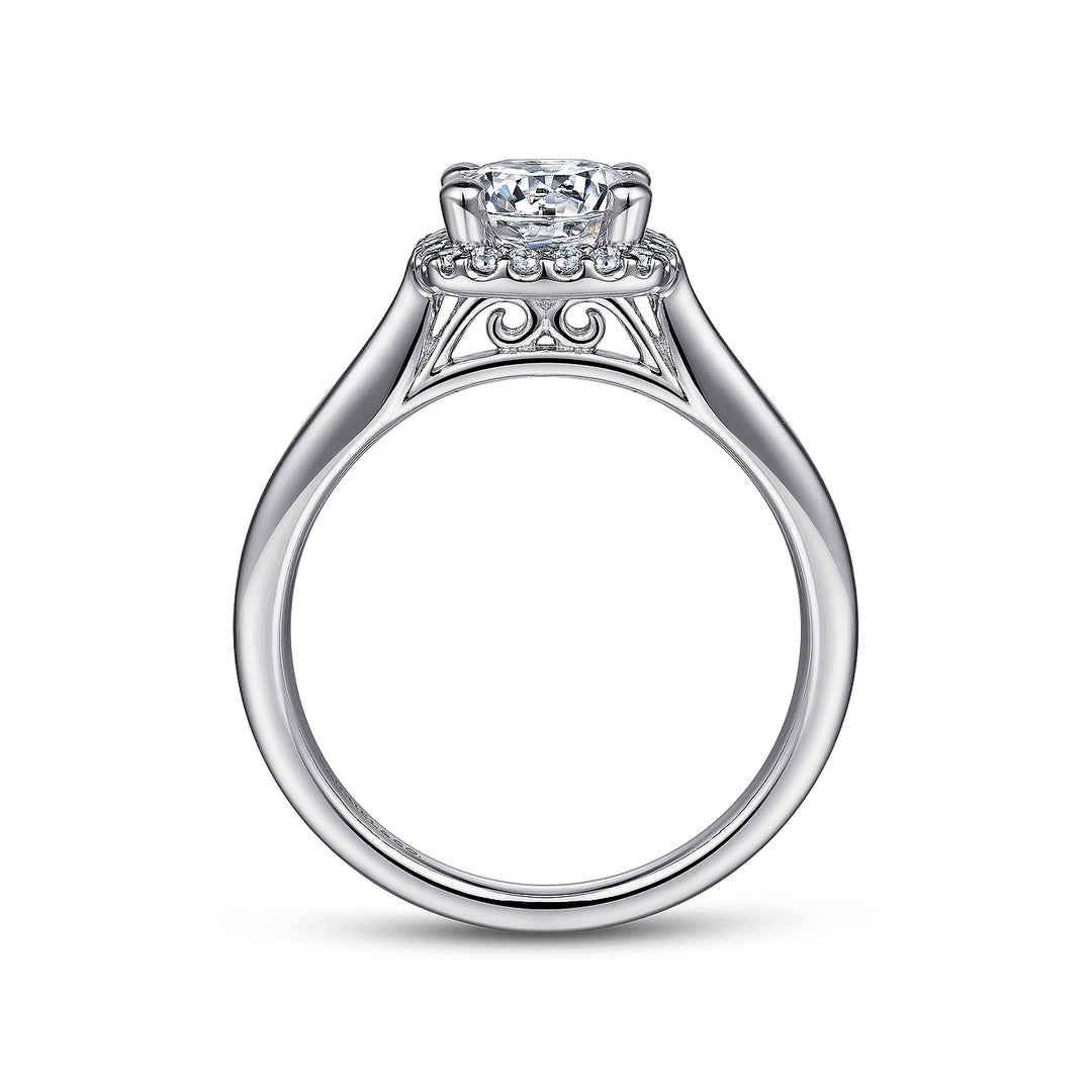 Gabriel & Co. ER7818W44JJ 14K White Gold Round Halo Diamond Engagement Ring