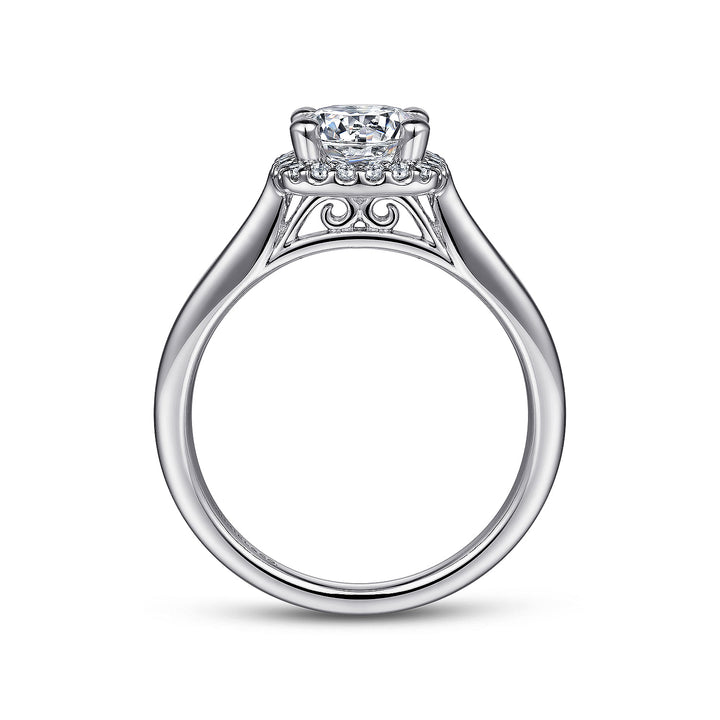 Gabriel & Co. ER7818W44JJ 14K White Gold Round Halo Diamond Engagement Ring