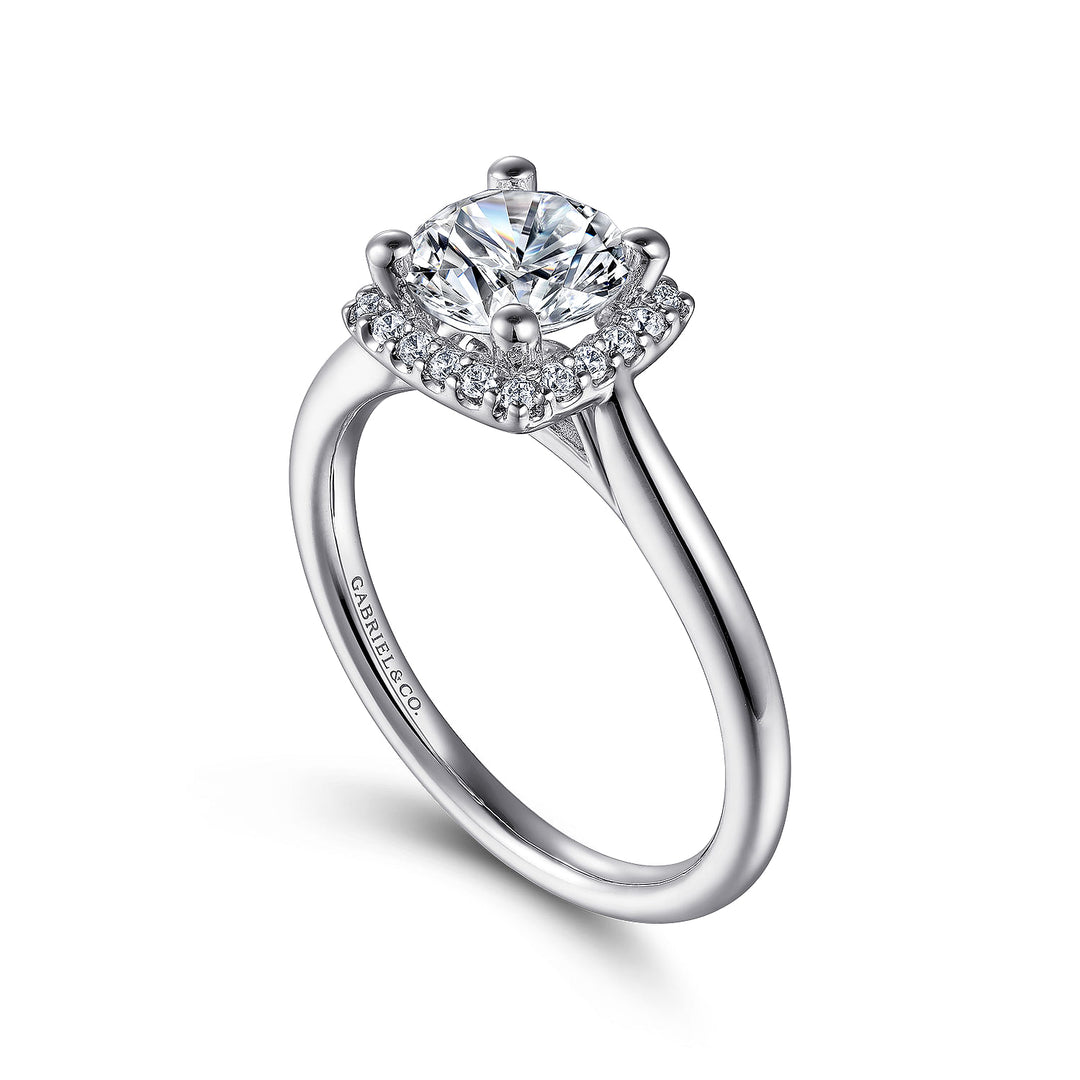 Gabriel & Co. ER7818W44JJ 14K White Gold Round Halo Diamond Engagement Ring