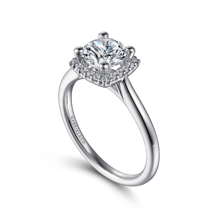 Gabriel & Co. ER7818W44JJ 14K White Gold Round Halo Diamond Engagement Ring