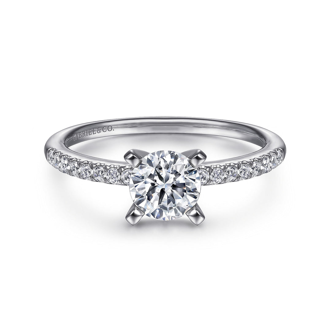 Gabriel & Co. ER7973W44JJ 14K White Gold Round Diamond Engagement Ring