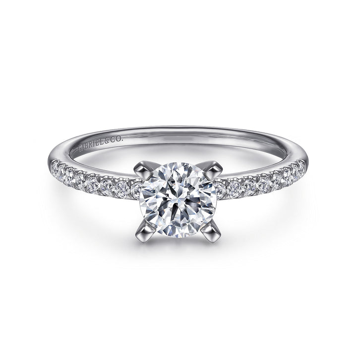 Gabriel & Co. ER7973W44JJ 14K White Gold Round Diamond Engagement Ring