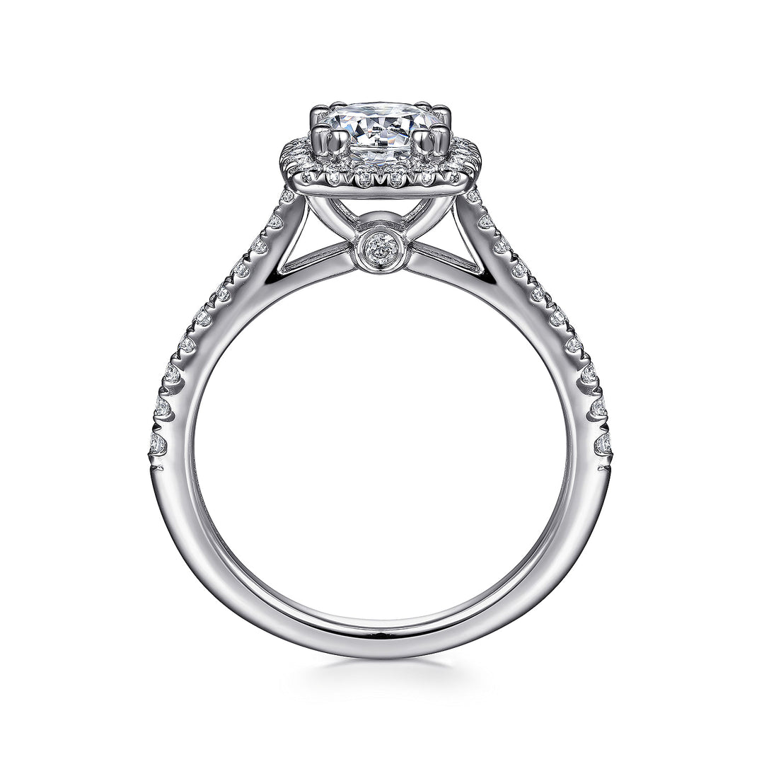 Gabriel & Co. ER8152W44JJ 14K White Gold Cushion Halo Round Diamond Engagement Ring