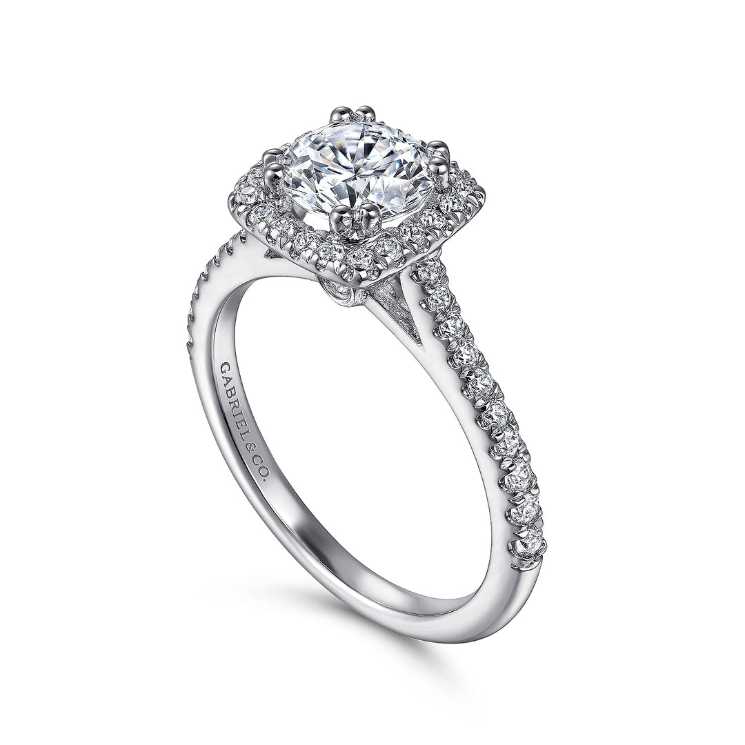 Gabriel & Co. ER8152W44JJ 14K White Gold Cushion Halo Round Diamond Engagement Ring