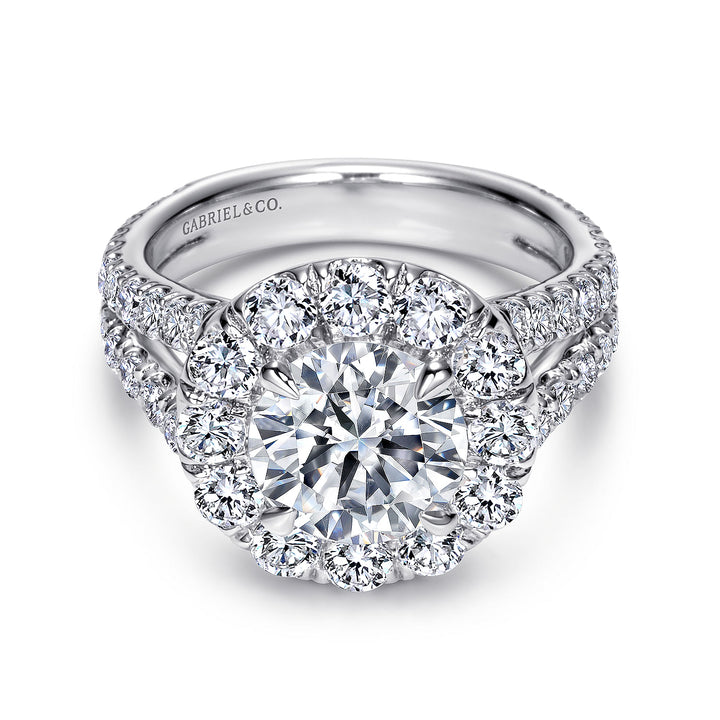 Gabriel & Co. ER8326W44JJ 14K White Gold Round Halo Diamond Engagement Ring