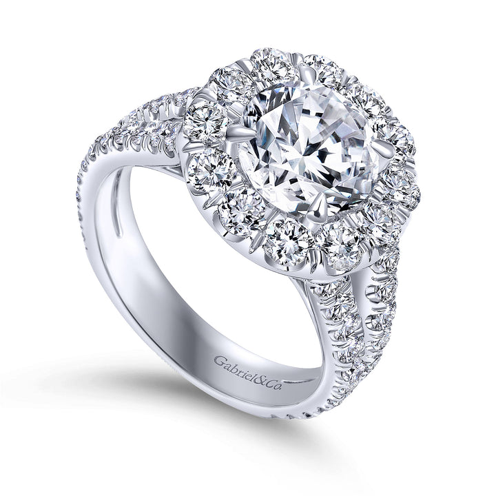 Gabriel & Co. ER8326W44JJ 14K White Gold Round Halo Diamond Engagement Ring