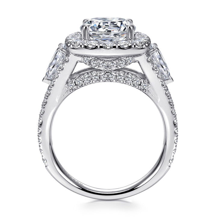 Gabriel & Co. ER8328W44JJ 14K White Gold Round 3 Stone Halo Diamond Engagement Ring