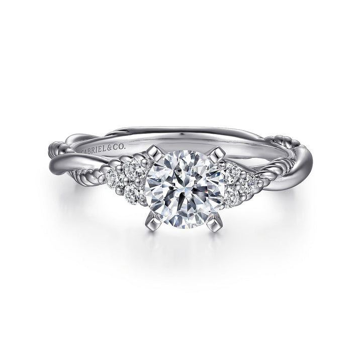 Gabriel & Co. ER8817W44JJ 14K White Gold Round Twisted Diamond Engagement Ring