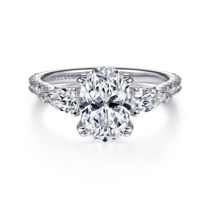 Gabriel & Co. ER9048W44JJ 14K White Gold Oval Three Stone Diamond Engagement Ring