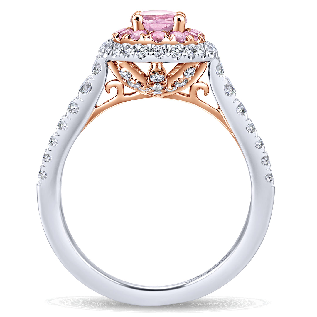 Gabriel & Co. ER912991O3T44PS.CSPS 14K White Rose Gold Oval Complete Diamond Engagement Ring