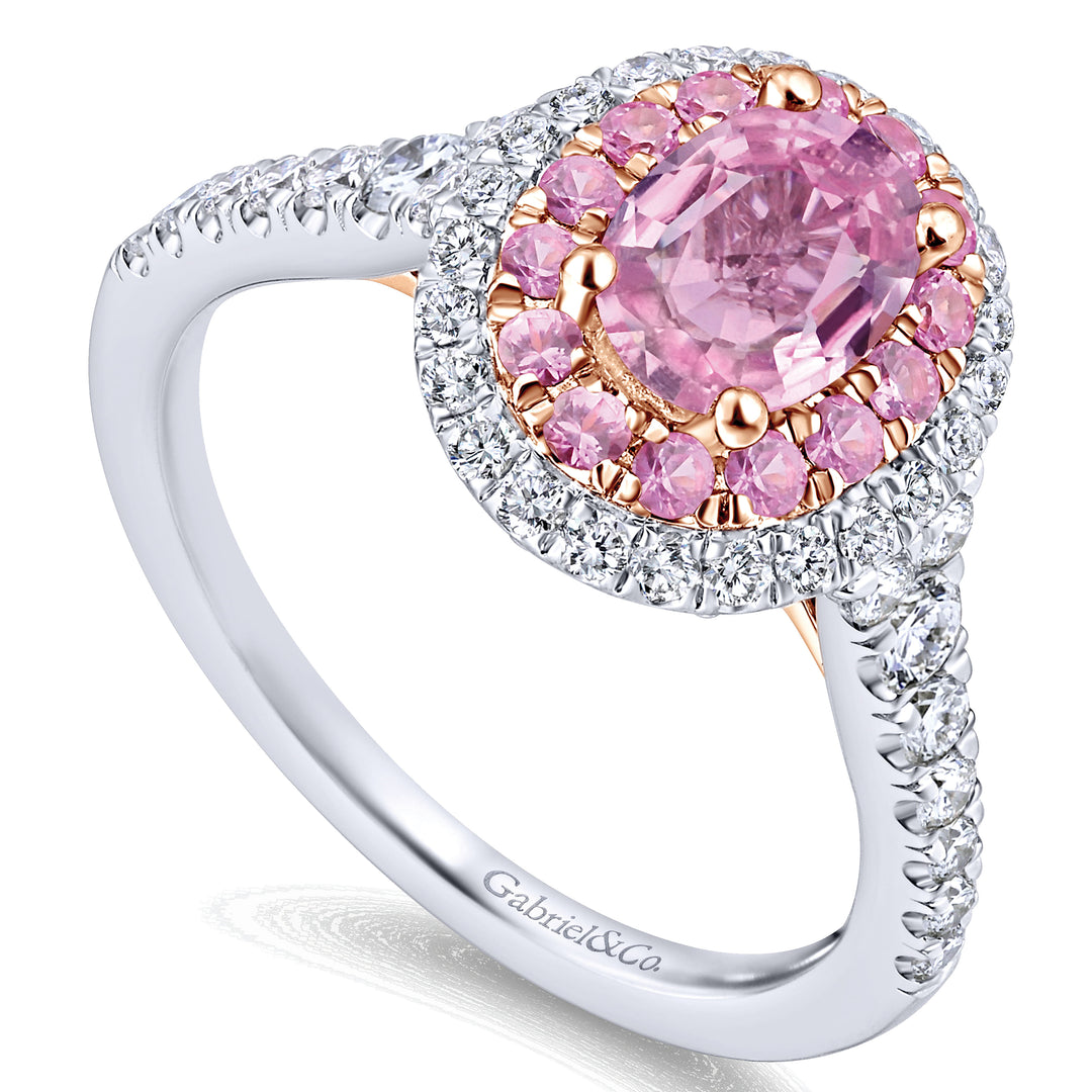 Gabriel & Co. ER912991O3T44PS.CSPS 14K White Rose Gold Oval Complete Diamond Engagement Ring