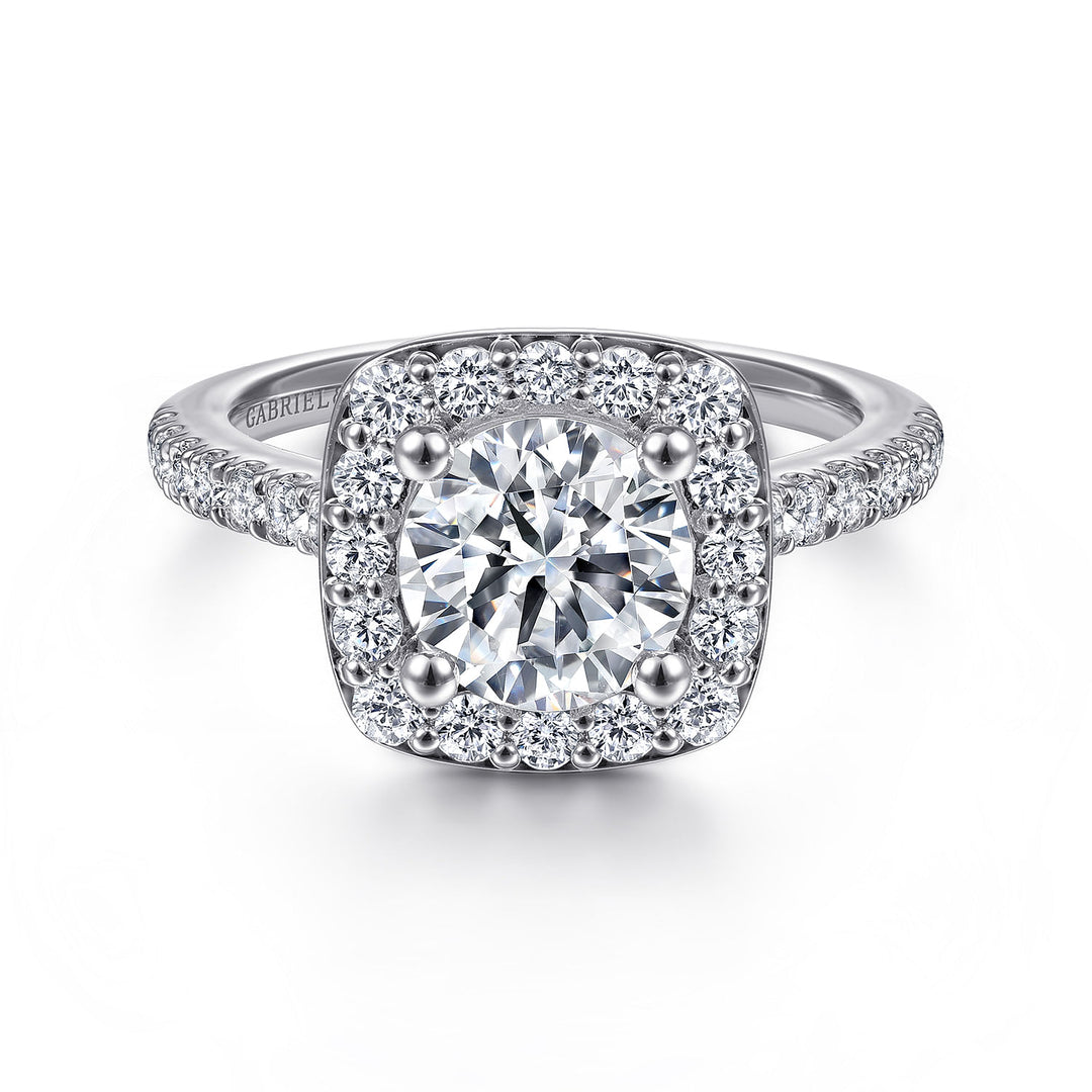 Gabriel & Co. ER9320W44JJ 14K White Gold Round Halo Diamond Engagement Ring