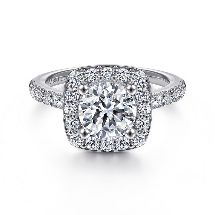 Gabriel & Co. ER9320W44JJ 14K White Gold Round Halo Diamond Engagement Ring
