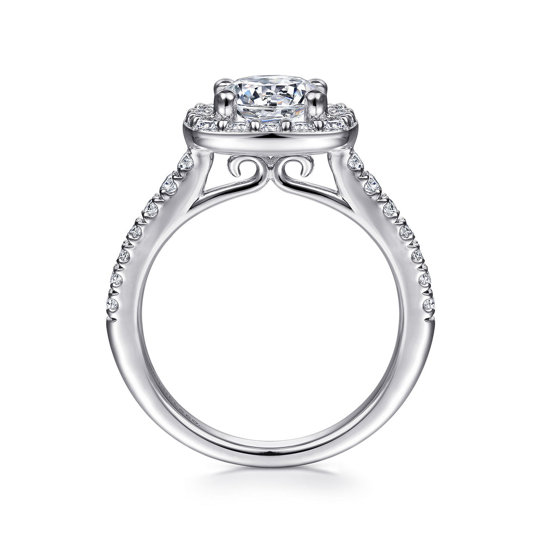 Gabriel & Co. ER9320W44JJ 14K White Gold Round Halo Diamond Engagement Ring