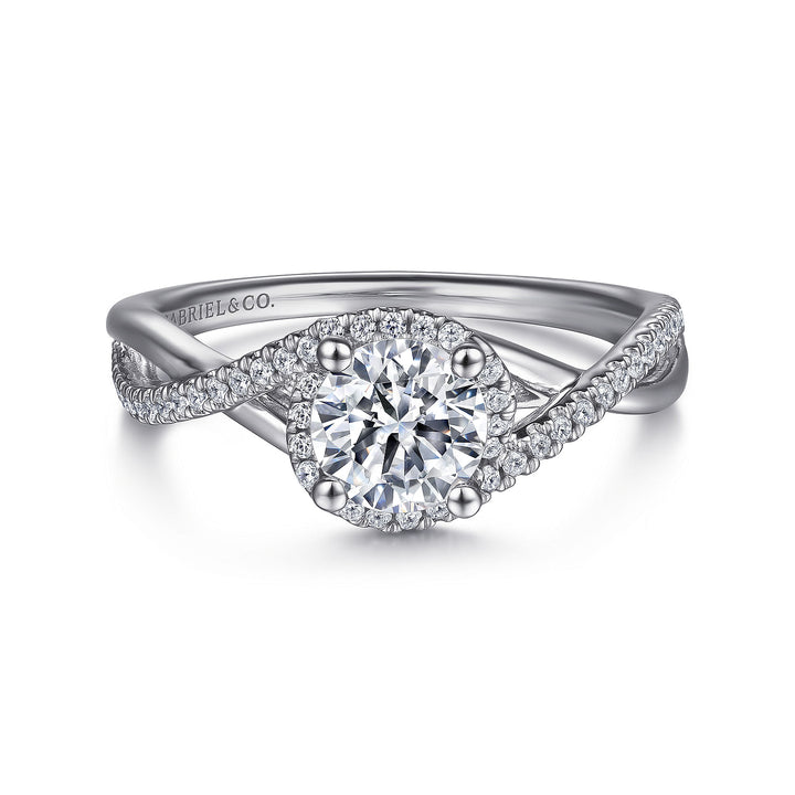 Gabriel & Co. ER9337W44JJ 14K White Gold Round Twisted Diamond Engagement Ring