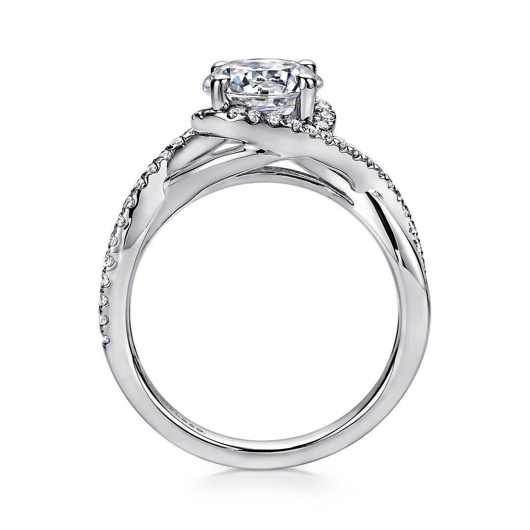 Gabriel & Co. ER9338W44JJ 14K White Gold Round Twisted Diamond Engagement Ring