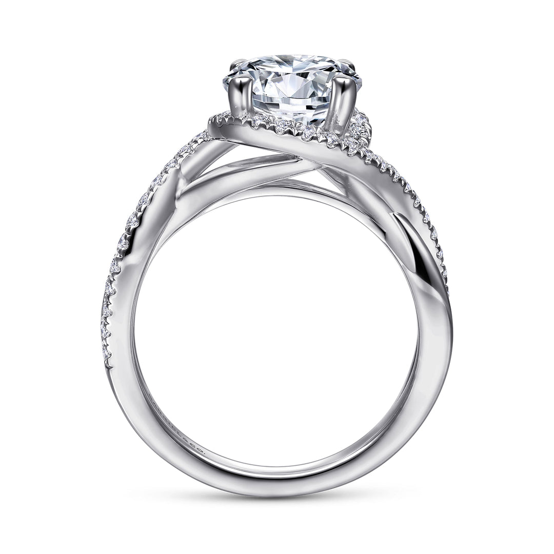 Gabriel & Co. ER9339W44JJ 14K White Gold Round Twisted Diamond Engagement Ring