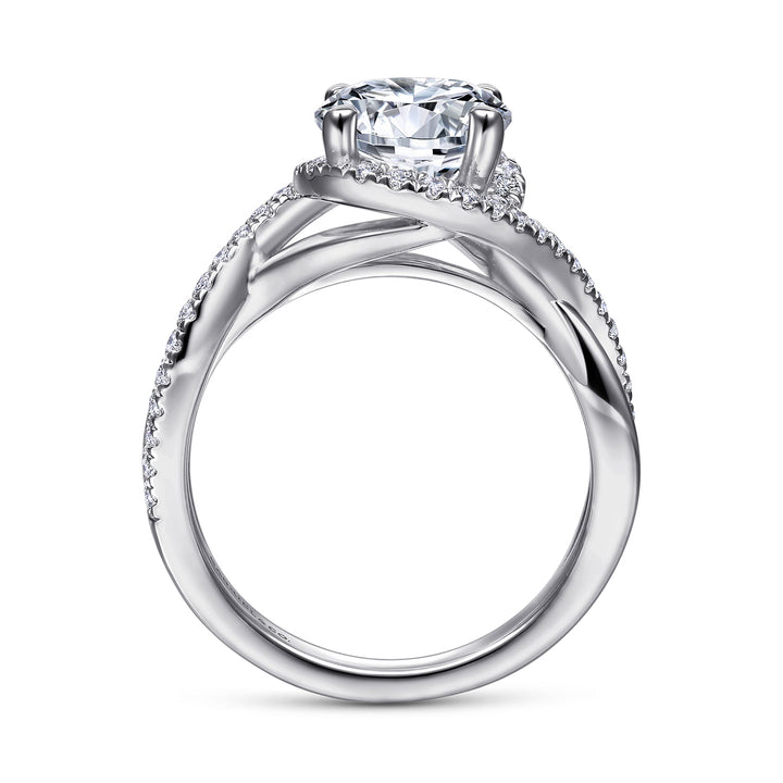 Gabriel & Co. ER9339W44JJ 14K White Gold Round Twisted Diamond Engagement Ring