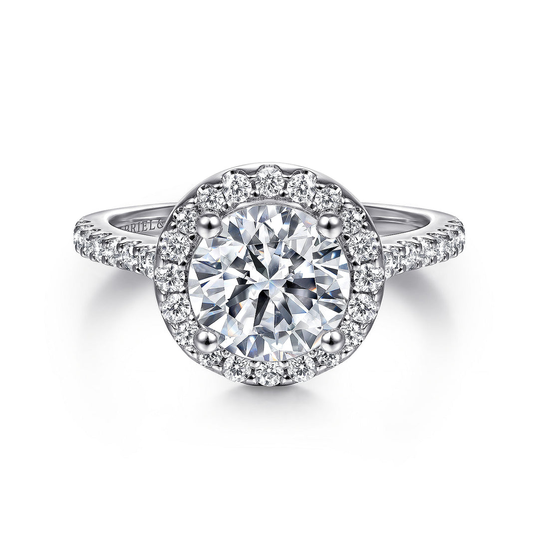 Gabriel & Co. ER9349W44JJ 14K White Gold Round Halo Diamond Engagement Ring