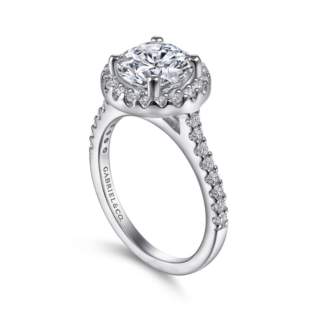 Gabriel & Co. ER9349W44JJ 14K White Gold Round Halo Diamond Engagement Ring