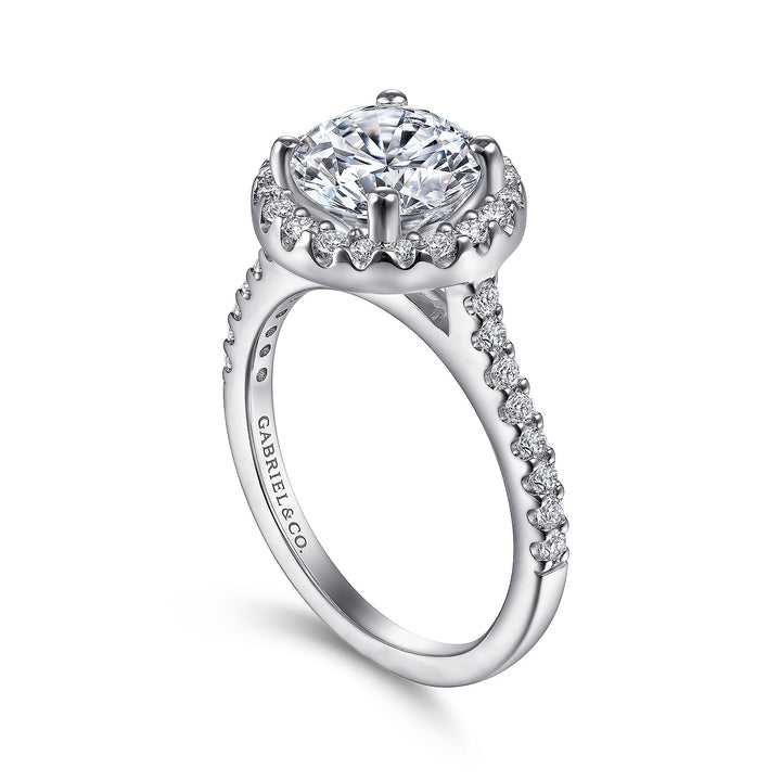 Gabriel & Co. ER9349W44JJ 14K White Gold Round Halo Diamond Engagement Ring