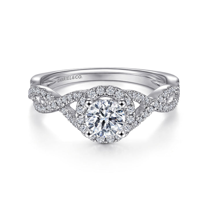 Gabriel & Co. ER9512W44JJ 14K White Gold Round Halo Diamond Engagement Ring