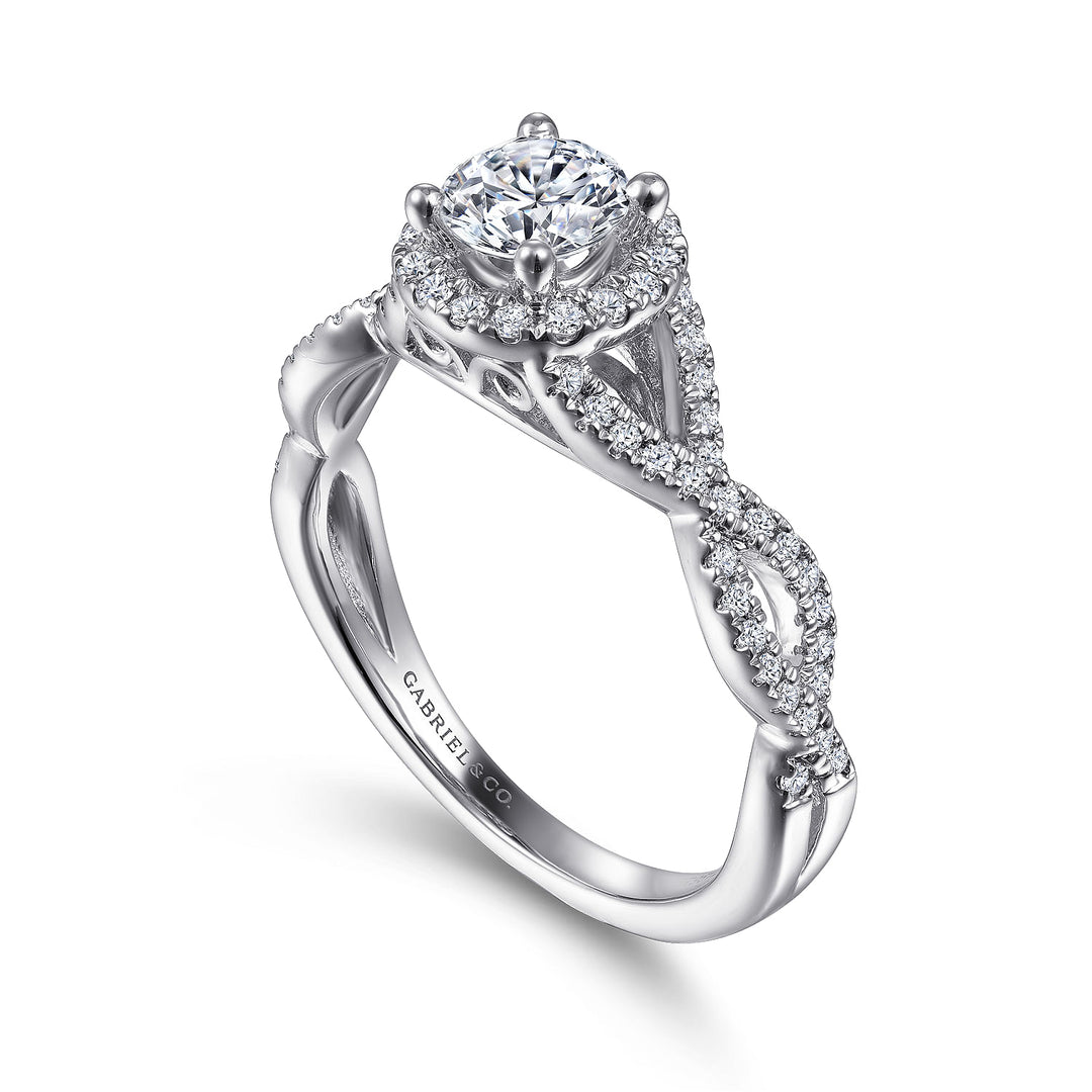 Gabriel & Co. ER9512W44JJ 14K White Gold Round Halo Diamond Engagement Ring