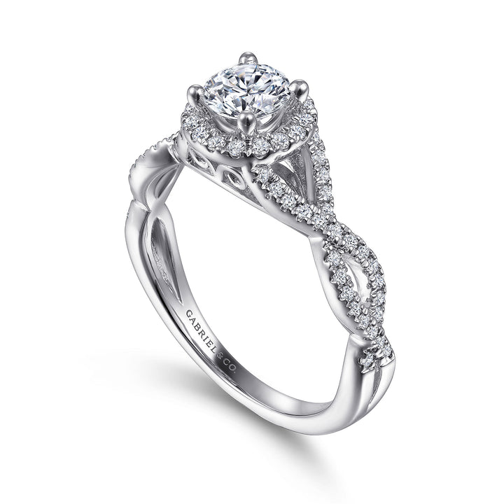 Gabriel & Co. ER9512W44JJ 14K White Gold Round Halo Diamond Engagement Ring