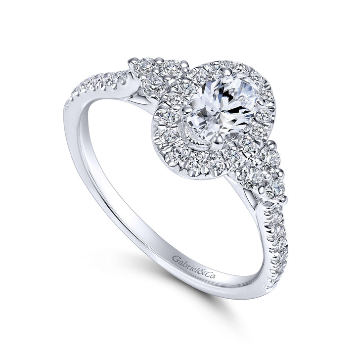 Gabriel & Co. ER98995W44JJ.CSD4 14K White Gold Oval Halo Complete Diamond Engagement Ring