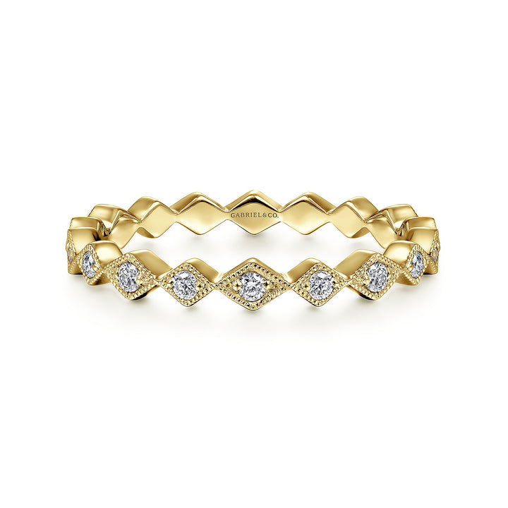 Gabriel & Co. LR4379Y45JJ 14K Yellow Gold Geometric Diamond Stackable Ring