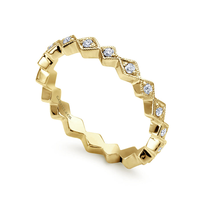 Gabriel & Co. LR4379Y45JJ 14K Yellow Gold Geometric Diamond Stackable Ring
