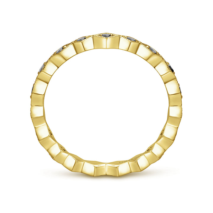 Gabriel & Co. LR4379Y4JBD 14K Yellow Gold Geometric Black Diamond Stackable Ring