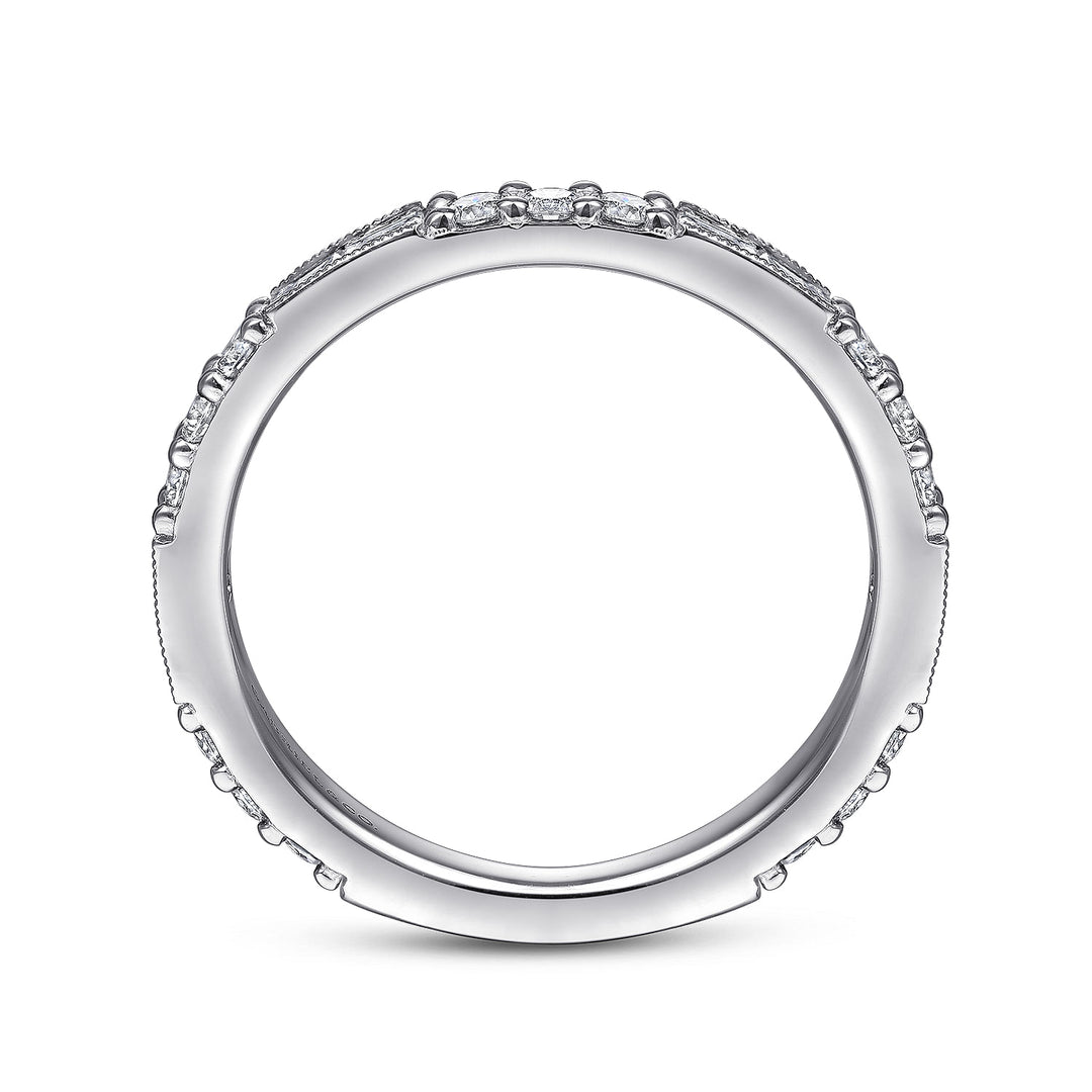 Gabriel & Co. LR4572W45JJ 14K White Gold Baguette and Round Diamond Stackable Ring