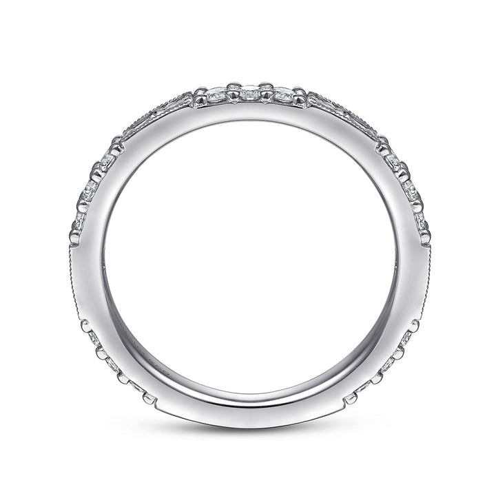Gabriel & Co. LR4572W45JJ 14K White Gold Baguette and Round Diamond Stackable Ring