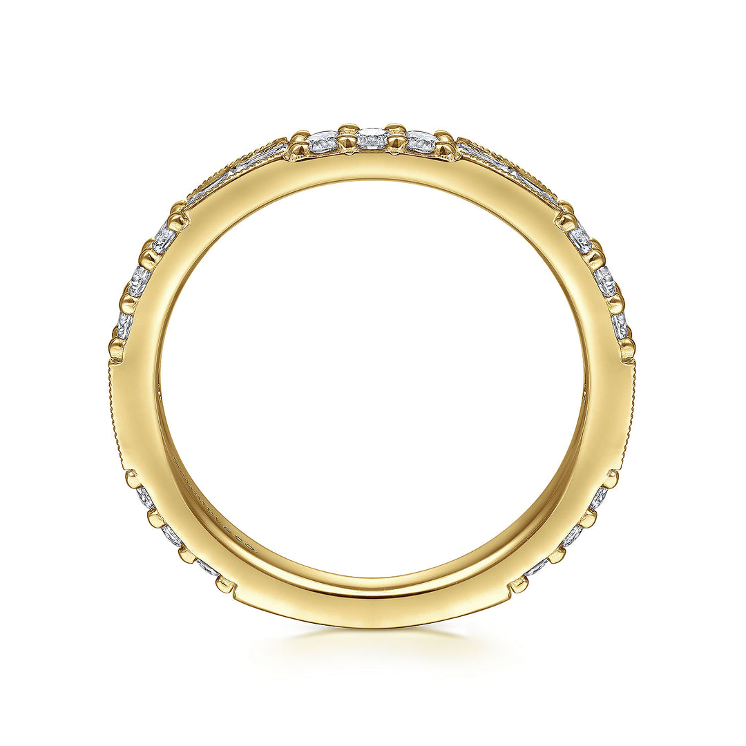 Gabriel & Co. LR4572Y45JJ 14K Yellow Gold Baguette and Round Diamond Stackable Ring